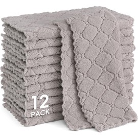 Moosfor Reinigungstücher Mikrofasertücher Waschbar Putzlappen Mikrofaser Weiche Fusselfrei Geschirrtücher Lappen Küchentücher, 12 Stück, 25x25 cm, Grau