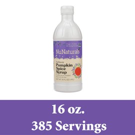 NuNaturals Premium Plant Based Pumpkin Spice Syrup, Sugar-Free, Stevia Sweetened, 16 Ounce