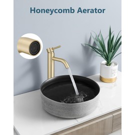 Aolemi Vessel Sink Faucet – SUS304 Stainless Steel Tall Bathroom Faucet,Single Lever Handle,1 Hole Bathroom Faucets with Supply Lines and Pop Up Drain,Brushed Gold