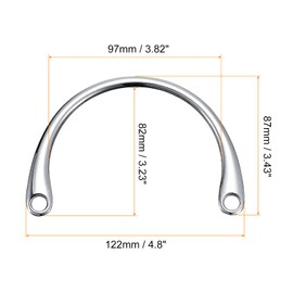 sourcing map Pack of 2 Semicircular Handbag Handle Frame, 4.8 Inch Metal Purse Handles, Clutch Bag Handles, Replacement for Purse Making, Silver Tone