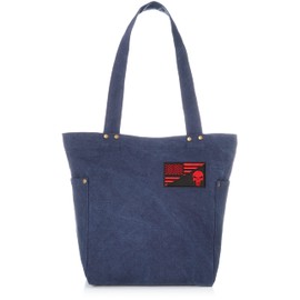 F Style F-SD010554-096 Canvas Tote Bag with Stars and Stripes Patch 1, blue