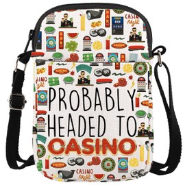 KUIYAI Casino Gift Casino Gambling Messenger Bag Casino Stash Crossbody Bag Lucky Sevens Zipper Bag For Gambler (headed to casino)