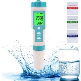 Holzsammlung pH Meter 7 in 1, Digital Water Quality Tester, PH/TDS/SALT/ORP/S.G/TEMP/EC Meter with ACT, TDS Meter for Drinking Water, Aquarium, Salt Water
