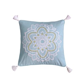 Levtex home - Angelica - Decorative Pillow (12 X 24in.) - Embroidered Medallion - Grey, Cream and Gold