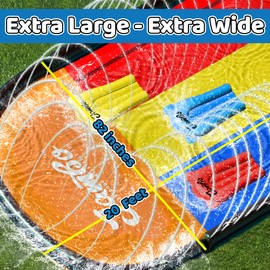 JAMBO Premium Triple Water Slide with 3 Bodyboards, 20Ft Heavy Duty Slip Splash and Slides-Advanced 3-Way Sprinkler System, Splash Pad Mat Backyard Summer Outdoor Water Toys n Long Slides for Kids