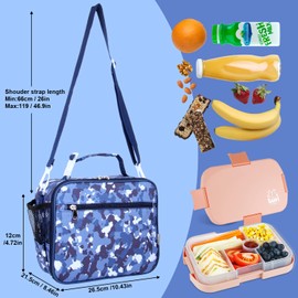 hombrima Insulated Lunch Box Bag, Kids Thermal Cool Bags with Adjustable Strap for Adults Children Women Men Boys Girls School Office Outdoor(camblue)