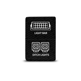 CH4x4 Small Dual Push Switch for Toyota Tacoma, FJ Cruiser, Land Cruiser, Fortuner, Hilux, 4Runner, Prado 12V 3Amp – Lightbar & Ditch Lights Symbol (Blue(Off)/Green(ON))