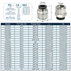PATIKIL 10mm x 1/2"NPT Male Thread Push to Connect Fittings, 4 Pack Straight Quick Connect Fittings Pneumatic Air Line Fittings Joint Tube Fitting for Air Water