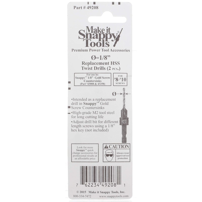 Snappy Tools 1/8 Inch Replacement HSS Drills (2 Pcs.) #49208