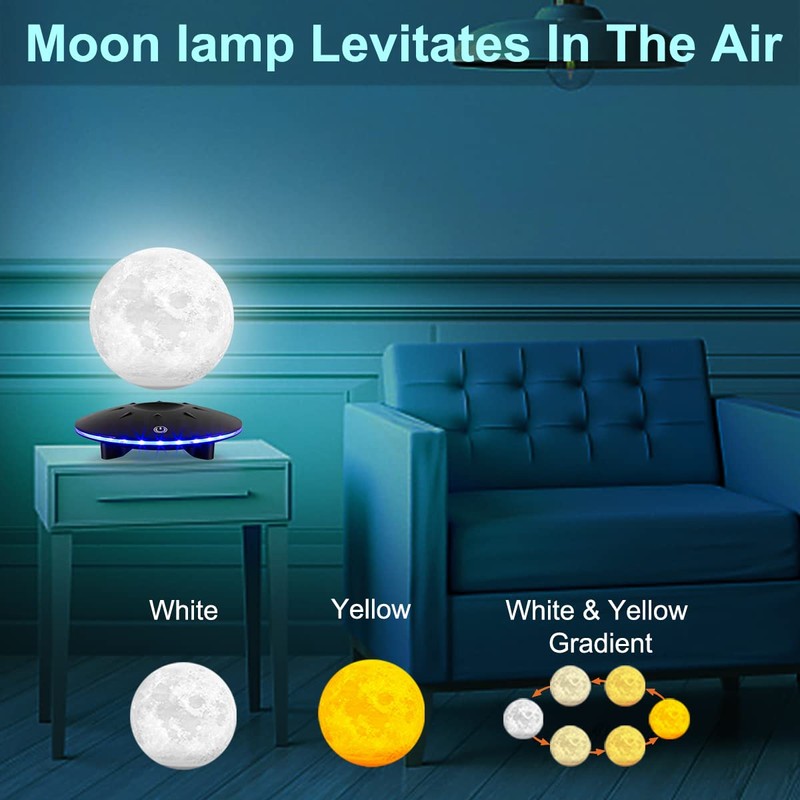 UVEHAS Levitating Moon Lamp - Magnetic Floating and Rotating LED