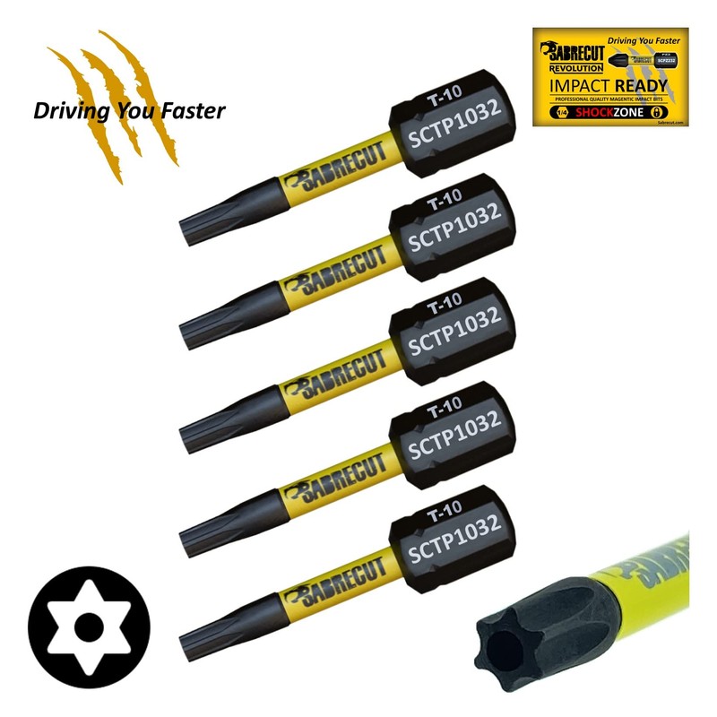 5 x SabreCut SCTP1032_5 32mm T10 TX10 Torx Tamper Proof