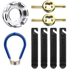 Bike Spoke Wrench Set, Including Bike Tire Lever & Valve Stem Core Tool & Bike Rim Correct Kit Cycling Pocket Tools for Road and Mountain Bikes