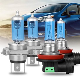 Fits for Nissan Versa 2007-2017 9003/H4 High/Low Beam+H8/H11 Fog Lights Combo, High Performance Halogen Headlight Bulbs, 300% Brightness Plug-n-Play Light Bulbs, IP68 Waterproof, 5500K White Light, 4P