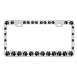 Dog Paws Heavy Duty Stainless Steel Chrome License Plate Frame Car Tag Holder …