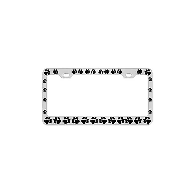 Dog Paws Heavy Duty Stainless Steel Chrome License Plate Frame