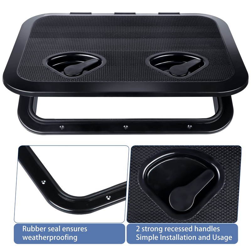 smartmarine Marine Deck Access Hatch 17.3“×12.4 Black Rectangle Boat Hatch