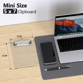 Juvealoe Mini Clipboard 2 Pack, 5 x 7 Plastic Small Clear Colored Clip Boards with Low Profile Clip, Hanging Clip Board, Memo Size for Classroom, Teacher,School, Office Supplies.