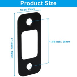 Waziaqoc Deadbolt Strike Plat, Door Backplate 1 x 2-1/4 Inch, Heavy Duty Round Corner with Screws, Black