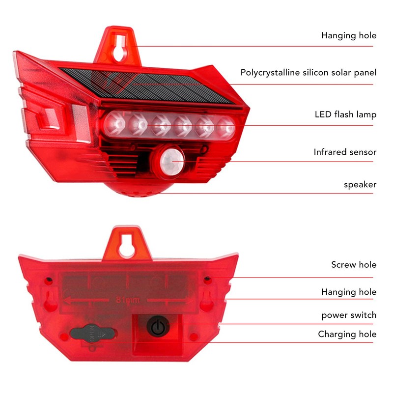 Topyond Solar Outdoor Motion Sensor Alarm with Remote Control Motion