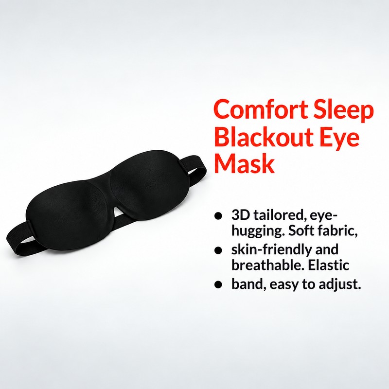 3D Adjustable Sleep Mask for Sleeping – Breathable Light-Blocking Eye