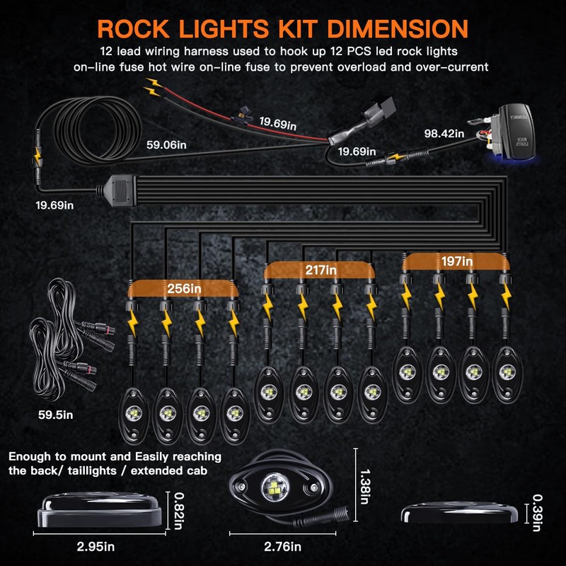 LEDMIRCY R1 Pure White LED Rock Lights Kit with Roker