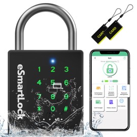 Pothunder Heavy Duty Smart Padlock, Gate Lock Padlock with Key Code and RFID, Outdoor Weatherproof Biometric Digital Lock for Gate, Sheds, Fence, Garage, Locker, Storage Unit
