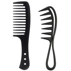 joaoxoko large tooth comb,2 Pcs Wide Tooth Comb Wide Tooth Curl Comb Shark Teeth Hair Hairstyle Tool for Curly Wet Wavy Thick Hair Wigs Barber Salon, Women Men (Two Pack)