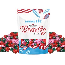 Assortit Gourmet Strawberry Candy Mix – Soft & Hard Variety Pack with Arcor and Starburst Chews, Individually Wrapped Treats, Gluten-Free, 2 Lbs (32 Oz)