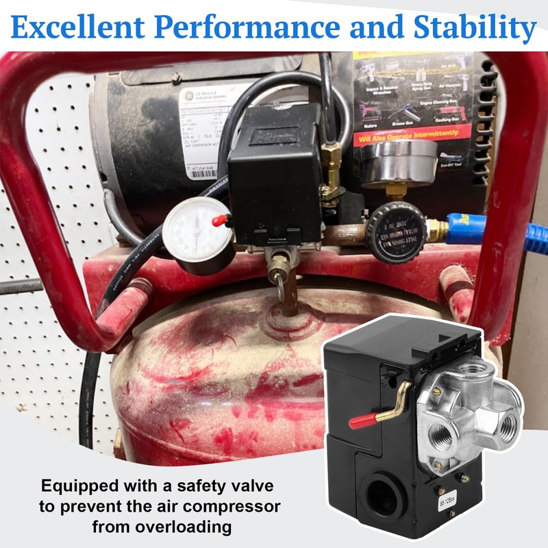 LF10-4H Air Compressor Pressure Switch 95-125 PSI, 20A 4 Port