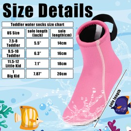 Croloose Water Socks for Kids 3mm Warm in Cold Neoprene Socks Water Sports Shoes Barefoot Quick-Dry Aqua for Beach Swim Surf Yoga Exercise (US Sizes 11.5-12) (Pink)