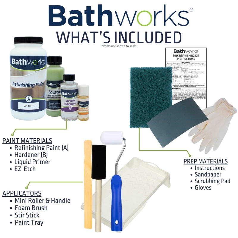Bathworks Roll-On Sink Refinishing Kit with EZ-Etch - 11 fl