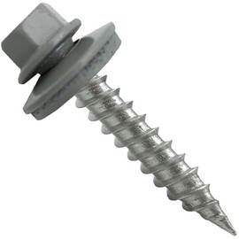 Stainless Steel Metal Roofing Screws (250) 9 x 1 (Light Gray) hex Head Sheet Metal Roofing Screw. Self-Piercing (SP) tip Metal to Wood siding Screws EPDM Washer