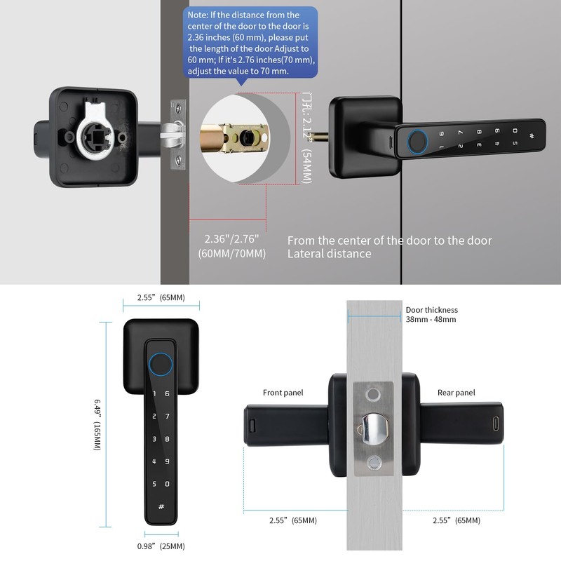 LKUWEE Smart Lock 4 in 1, Fingerprint Door Lock Set,