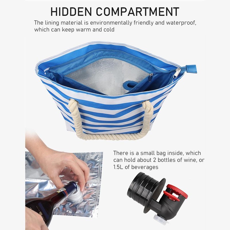 Beach Wine Purse Beach Tote Outdoor Portable Thermal Insulation Bag