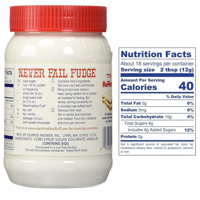 Fluff Marshmallow Spread, Classic Delicious Original Flavor, 7.5oz (Pack of