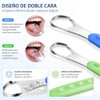 Limpiador de Lengua, 2 de Acero Inoxidable con Estuches (Azul;