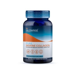Pure Marine Collagen 120 Tablets 1400mg - Premium Blend with Hyaluronic Acid, Biotin, Vitamin C & E - High Strength - Collagen Supplement for Women & Men - for Skin, Hair and Joints - GLOWRISE