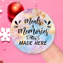 Meals and Memories are Made Here Round Label Sticker 3in Positive Lettering Saying Circle Decals for Laptop Computer Cup Envelopes Seals Water Bottle Backpack 100pcs