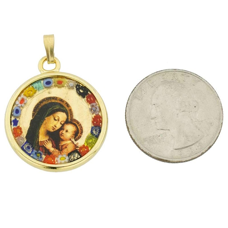 Murano Glass Millefiori Madonna and Child Pendant