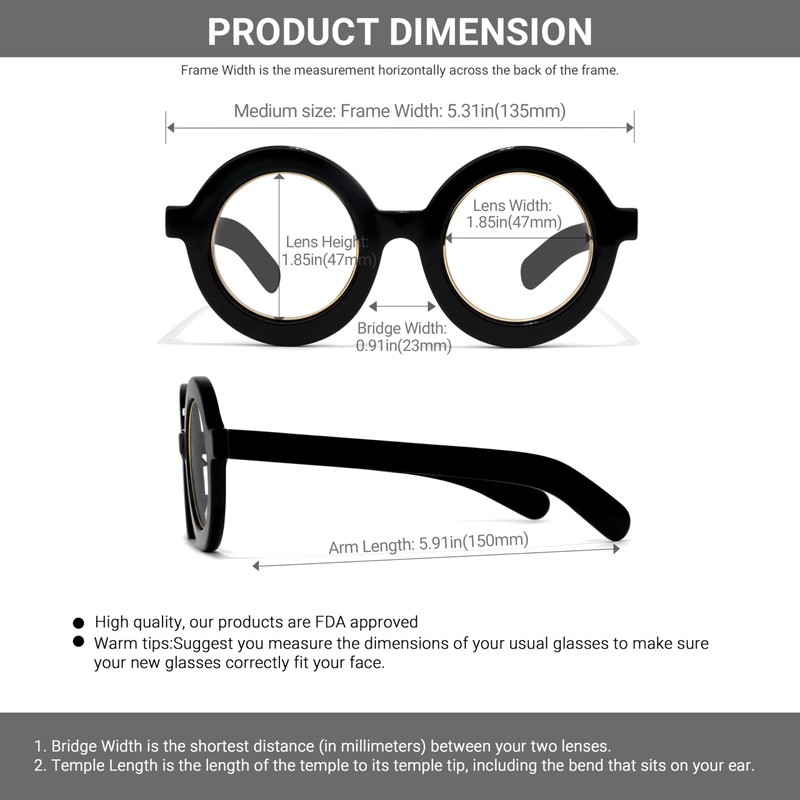 VOOGLAM Retro Round Blue Light Blocking Glasses for Women Men