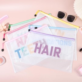 6PCS Makeup Bags Hair Face Skin Stuff Travel Organizer Cosmetic Toiletry Pouch with Zipper Perfect Gifts for Women