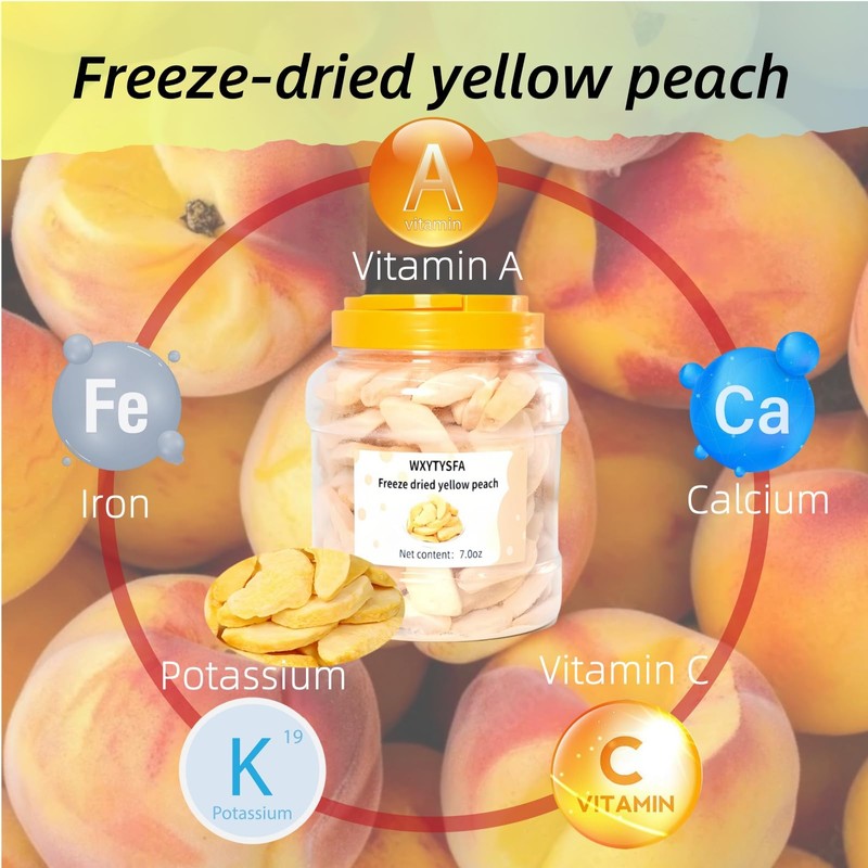 Freeze dried yellow peach,Dehydrated peaches，dried peaches， No Sugar Added, Crisp
