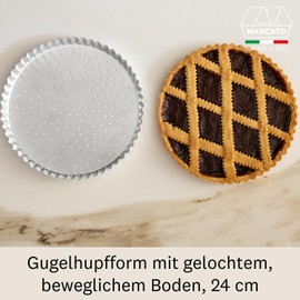 Marcato Festonata 24cm Aluminium Pie Pan with Moving Perforated Base Even Baking Easy to Remove