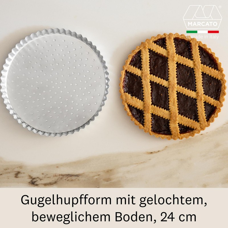 Marcato Festonata 24cm Aluminium Pie Pan with Moving Perforated Base