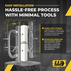 8.5" Legacy Sliding Patio Glass Door Handle Set – Offset Latch, Non-Keyed, Chrome Grey – Sash Controls 2265 Handle with 45° Mortise Lock – Fits 3-15/16” Screw Spacing & 1-1/4" to 2-1/4" Thick Doors