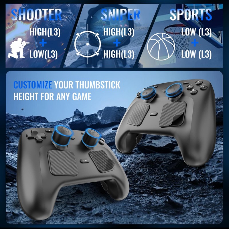 JDDWIN 14-in-1 Thumb Control Accessories for Steam Controller 2, Ergonomic