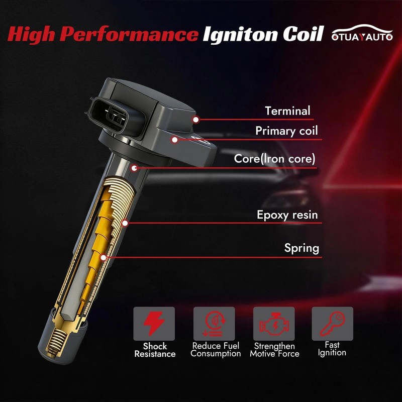OTUAYAUTO UF400 Ignition Coil Pack and Iridium Spark Plugs 6994
