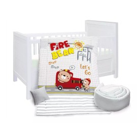 Chiqui Mundo Set De Edredón Para Cuna Cama Corral Bomberitos