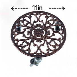 SMQLJXC 11‘’ Plant Caddy with Wheels Heavy Duty cast Iron Plant Stand with Wheels Plant Dolly Rolling Plant Stand Plant Roller with Casters for Indoor and Outdoor