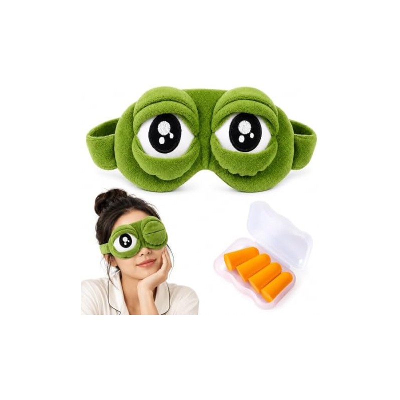 3D Frog Sleep Mask, Funny Cute Frog Eye Mask, Soft
